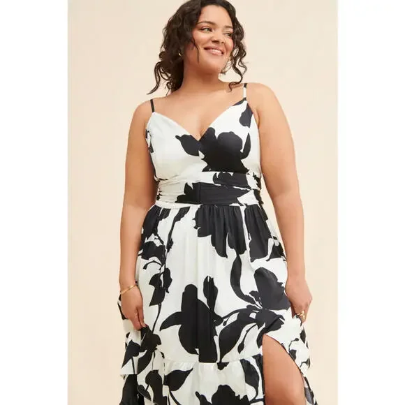 Hutch x Anthropologie - Satin Tiered Floral Maxi Dress, size 12 - Picture 3 of 14